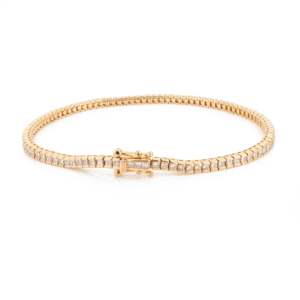 18K <b>Solid</b> <b>Gold</b> VVS2 Natural Diamond Square Cut Tennis Bracelet Sleek Bezel Set - Product Image 5