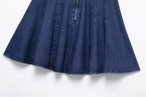 Jupe en jean stretch slim pour femme, logo personnalisé, haute qualité, motif uni, streetwear, vintage, délavé clair, décontractée, été - Product Image 4