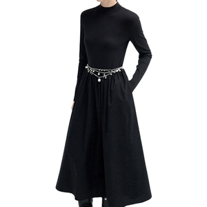 Vestido largo negro para mujer, vestido maxi informal elegante y ajustado, vestido de moda para primavera/verano/principios de otoño para damas - Product Image 3