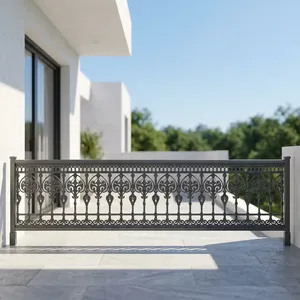 Panneau de balustrade en fonte victorienne, orné, pour escalier, monté au mur, résistant à la rouille, pour balcon/porche extérieur - Product Image 4