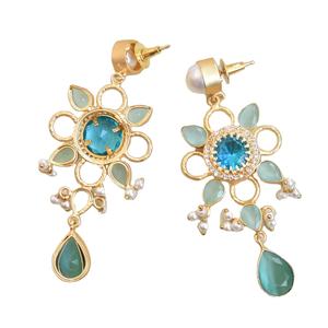 ต่างหูดีไซน์เนอร์พลอยแท้อัญมณีเคลือบทองและทำด้วยมือเครื่องประดับคุณภาพสูง - Product Image 5