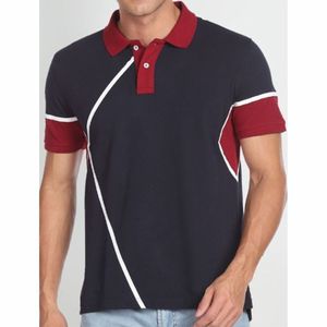 เสื้อโปโลผู้ชายลำลองผ้าฝ้ายคุณภาพสูง แขนสั้น ระบายอากาศดี คอสูง สไตล์สตรีทแวร์ สีบล็อก ปักลาย ปี 2026 ไซส์พลัส - Product Image 1
