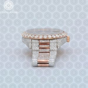 Montre de luxe Charm Jewells en acier inoxydable, boîtier de 40 mm, accents de diamants, mouvement mécanique analogique, mode masculine, hip hop, bracelet de 20 mm - Product Image 5