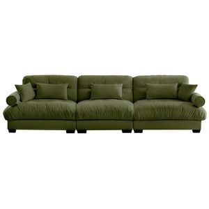 Modern 3-Seat Extra Large Velvet <b>Sofa</b> Oversize Cloud-Like Comfort with Waist Pillows & <b>Support</b> for Living Room - Product Image 6