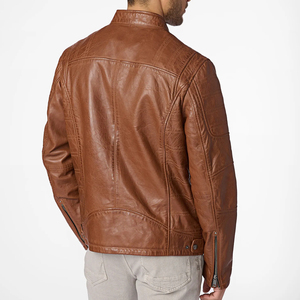 Long Sleeve Eco-Friendly Anti-Bacterial <b>Winter</b> Casual Quick Dry Breathable OEM Service Custom Men's Leather <b>Jacket</b> Front Logo - Product Image 4