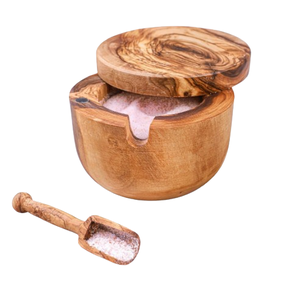 Boîte à sel et sucrier en bois écologiques avec rangement pour cuillère, faits à la main, compatibles lave-vaisselle, design moderne pour la cuisine domestique - Product Image 1