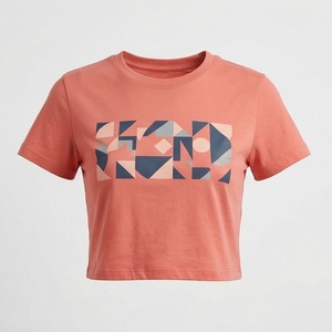 Camisetas Cortas de Algodón de Diseño Personalizado Vintage de Alta Calidad para Mujer, Ropa Deportiva Transpirable con Color Personalizado - Product Image 1