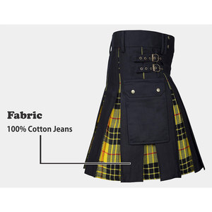 Kilt hybride haut de gamme pour femme en tissu jean de coton durable, motif Macleod of Lewis, avec poches cargo - Product Image 4