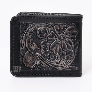 Men's Vintage Western Floral Tooled Cowhide Leather <b>RFID</b> Short <b>Wallet</b> Tassel Bifold <b>Wallet</b> OEM - Product Image 1