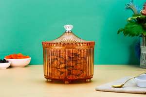 Boîte de rangement décorative élégante en verre avec couvercle à boutons en cristal, incluant 3 bocaux transparents amovibles pour noix et présentation de fête, anti-fuite - Product Image 3