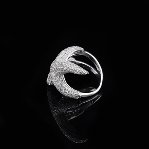 Bague Homme en Argent 925 avec Moissanite et Diamant, Motif Étoile de Mer, Bijou Tendance Inspiré de l'Océan, Bague de Luxe Légère et Éblouissante, Cadeau Idéal - Product Image 5