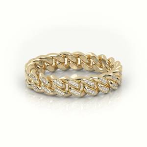 Iced <b>Silver</b> Lab Grown Diamond Cuban Link <b>Ring</b> Unisex Hip Hop Style <b>Statement</b> Band Minimalist Daily Jewelry Accessory Gift Idea - Product Image 3