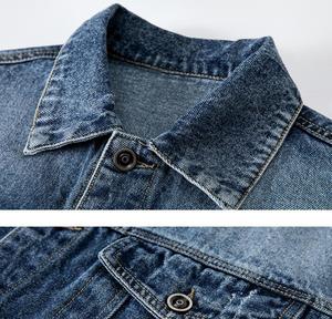 Veste en jean unisexe personnalisée avec logo, patchwork, streetwear, mode décontractée, veste cargo en coton - Product Image 3