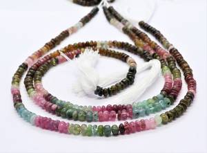 Perles rondes lisses en tourmaline naturelle multicolores 4-4,5 mm, perles de pierres précieuses en tourmaline multicolores lisses pour la fabrication de bijoux en gros - Product Image 4