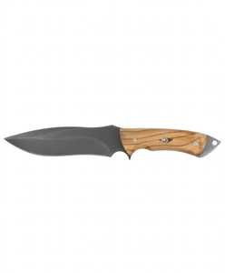 Couteau de camping à lame fixe en acier à haute teneur en carbone avec lame gravée à l'acide noir et manche en bois de zèbre - Product Image 1
