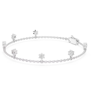 Bracelet de luxe abordable en or blanc 18 carats plaqué rhodium avec breloques en diamant de laboratoire taillé de 0,7 carat, idéal pour le quotidien, le bureau, les mariages et les fiançailles - Product Image 1