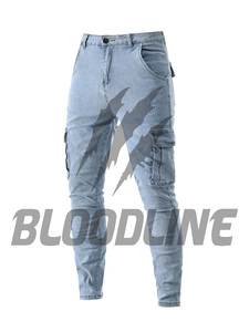 Jean Cargo Noir Slim Fit Taille Haute en Coton pour Homme BLOODLINE – Style Décontracté Automne - Product Image 5
