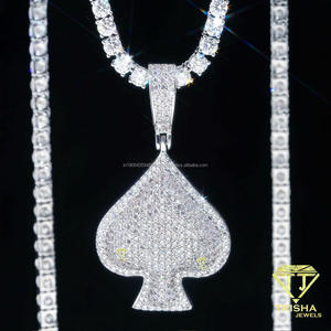 Pendentif en moissanite et diamant Iced Out Spade, fabriqué en argent sterling 925, avec un design de bijoux hip-hop de luxe. - Product Image 1