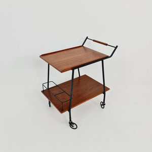 Gold Plated Hotel Trolley With 2 Shelves And 4 <b>Swivel</b> Casters Midcentury Modern Design Durable Commercial Furniture - Product Image 2