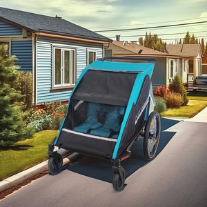 3-IN 1 Twin Baby Bike <b>Trailer</b> with Iron Frame & Water Resistant Fabric 35kg Payload for Outdoor Adventures - Product Image 3