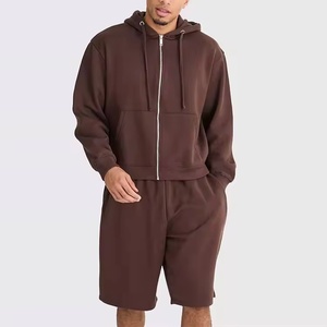 Conjunto de Ropa Casual Personalizada para Hombre: Sudadera con Capucha y Pantalones Cortos de Algodón Grueso, Estilo Oversize con Cremallera - Product Image 1
