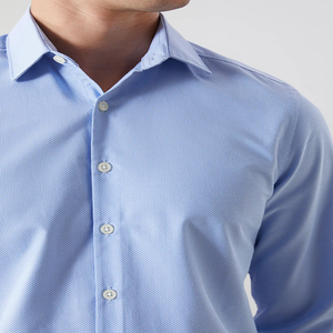 Camisa de vestir formal ajustada para hombre, transpirable, dobby, mezcla de algodón, calidad de exportación, costura, ropa de negocios de oficina, OEM/ODM disponible - Product Image 3