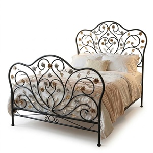 Lit Queen Size Ajustable en Fer Forgé de Style Victorien Fait Main, Meuble de Chambre de Luxe en Métal, Cadre de Lit Antique en Fer Noir pour Hôtel KHP - Product Image 2