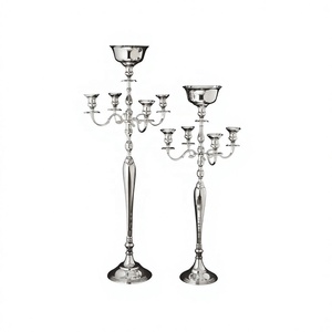 Hot Selling Silver Wedding Candelabra <b>Vase</b> New Design Metal Flameless Handmade Flower Bowl Home Events Christmas Wedding Decor - Product Image 1