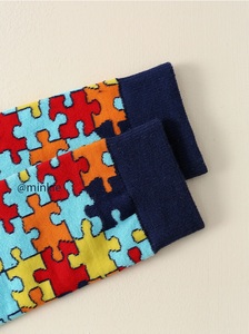 High Quality Custom Sports <b>Socks</b> Colormix Puzzle Design Comfortable Cotton <b>Socks</b> For Men Women Fun Casual Athletic <b>Socks</b> ODM - Product Image 5