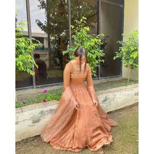 เสื้อผ้าจอร์เจียเจ็ตลำดับด้ายเสื้อทำงานกับลูกพีช dupatta - Product Image 4