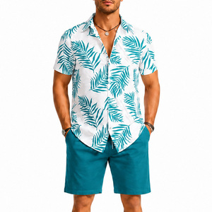 Camisa de Manga Corta para Hombre, Estilo Safari, Tejida, de Secado Rápido, con Botones, Informal, para Playa, Verano, Blanca, Negra, Floral, Satén, 100% Poliéster - Product Image 5