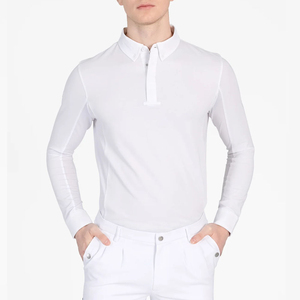 <b>Men</b> Equestrian Slim Fit Short Sleeves Shirt Hook Loop Closure Lightweight Breathable Stretch Fabric Horse Riding <b>Base</b> <b>Layer</b> - Product Image 1