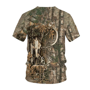 Ropa de Caza para Hombre, Camiseta de Caza de Algodón con Camuflaje, Camiseta Deportiva de Manga Corta 100% Poliéster con Camuflaje - Product Image 2