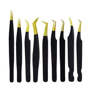 Customized stainless steel set High quality extension tweezers Set with white <b>smooth</b> tips Plain grip for easy use - Product Image 3