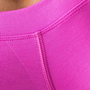 Pink <b>Womens</b> Seamless Long Sleeve Crop <b>Top</b> <b>Compression</b> Gym Shirt Fitness Yoga Workout Activewear Stretch Athletic Training Wear - Product Image 6