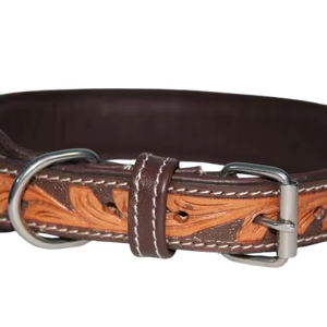 ปลอกคอสุนัขหนังแท้ทำมือ  รับทำโลโก้ตามสั่ง  จำหน่ายส่งจากอินเดีย โดย Divine International - Product Image 1