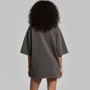 Camiseta de mujer personalizada de verano, estilo casual, streetwear, hombros caídos, oversize, 100% algodón, corte cuadrado, cuello redondo. - Product Image 3