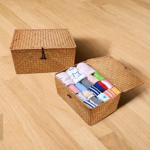 Boîtes cadeaux en jonc de mer faites à la main, dernière tendance, bon prix, boîte en raphia pour accessoires de coiffeuse de chambre. - Product Image 6
