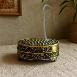 เตาเผาเครื่องหอมแบบอาหรับ ที่วางหินแกะสลัก เตาเผาบัคฮูร์ไฟฟ้าในรถยนต์ เตาเผาเครื่องหอมอูดอะคริลิควินเทจแบบอาหรับสมัยใหม่ รูปดอกบัว - Product Image 3