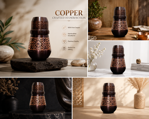 Termo Clásico Monarch de Cobre Puro 100% Martillado |   Botella de Agua Ayurvédica Personalizada |   Almacenamiento de Oficina para Viajes a Prueba de Fugas - Product Image 2