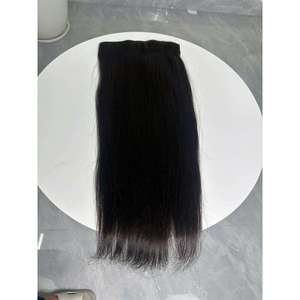 Extensions de cheveux naturels à clipser, noirs, lisses, double trame, cheveux vierges vietnamiens, pointes pleines, sans couture - Product Image 2