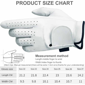 Nouveaux gants de golf en cuir Cabretta, vente en gros, logo personnalisé, antidérapants, blancs, haute qualité, sangle de poignet réglable - Product Image 6