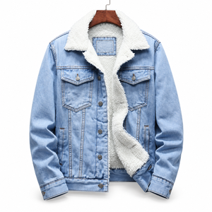Chaqueta de Mezclilla Unisex con Forro de Sherpa, 100% Algodón, Cálida y Transpirable para Invierno, con Bolsillos, Estilo Casual, Corte Regular, Ropa Urbana - Product Image 4