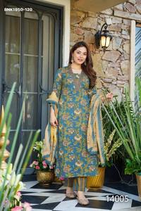 Proveedor de la colección de Kurti-Plazzo/Pant-Dupatta de muselina de alta calidad con estampado digital, de manga larga y corte recto, de Surat. - Product Image 5