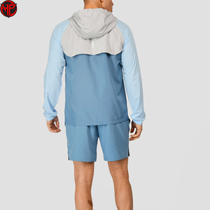Veste coupe-vent sport pour homme en polyester imperméable de haute qualité, à blocs de couleur, avec fermeture éclair, design personnalisé, veste en nylon - Product Image 3