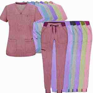 Ensemble de Blouses et Pantalons Médicaux Unisexe Haut de Gamme Écologiques à Col en V Extensible pour Hôpitaux, Couleurs Personnalisables, Vente en Gros - Product Image 1