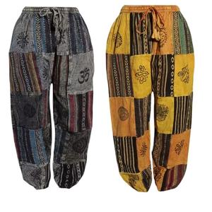 Pantalones de Algodón Estilo Bohemio a la Moda, Corte Holgado, Hechos a Mano, Cintura Elástica, Pantalones de Invierno Ligeros, Transpirables y Lavados - Product Image 1