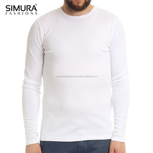 T-shirt en tricot à manches longues et col rond pour homme SIMURA, coupe classique, teinture unie, noir, mélange de coton, vêtements décontractés, taille adulte - Product Image 6