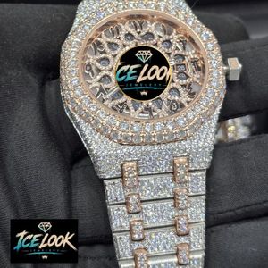ICE LOOK นาฬิกาข้อมือสแตนเลสสตีลสุดหรูสำหรับผู้ชาย 42 มม. ตัวเรือนทรงกลม หน้าปัดแบบโปร่งใส คริสตัลแซฟไฟร์ ระบบควอตซ์แบบอนาล็อก ตัวล็อคแบบพับ - Product Image 2
