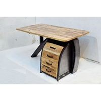 Escritorio de Oficina Ejecutivo de Estilo Urbano Moderno, Convertible, Diseño Industrial, Madera Maciza, Cajón, Detalles Metálicos para Uso Doméstico